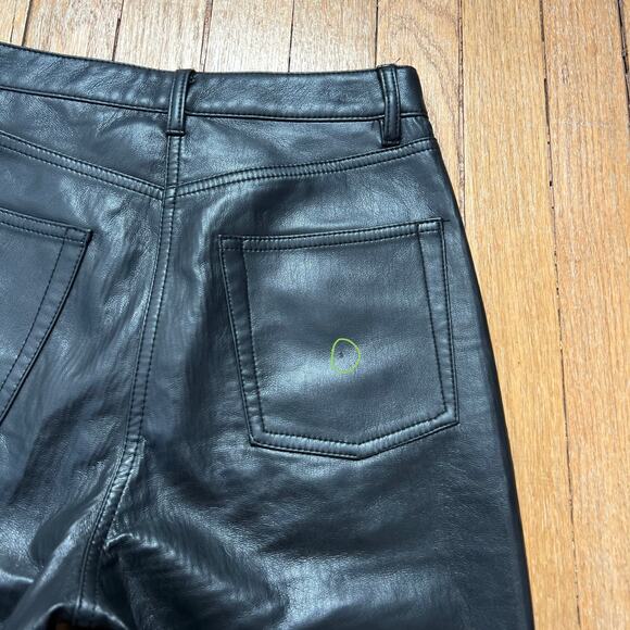 Wilfred The Melina‎ Pant Vegan Faux Leather Black High Rise Straight Leg Size 4 - Picture 13 of 14